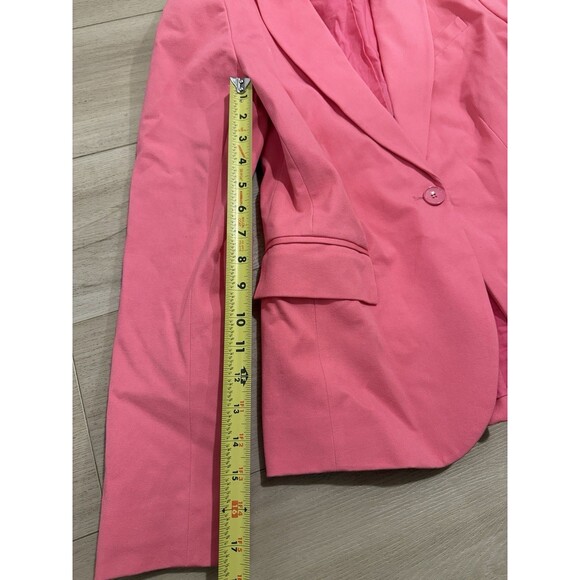 Derek Lam 10 Crosby Allie Single Breasted Hot Pink Blazer Cotton Blend 4 Barbie - Picture 4 of 15